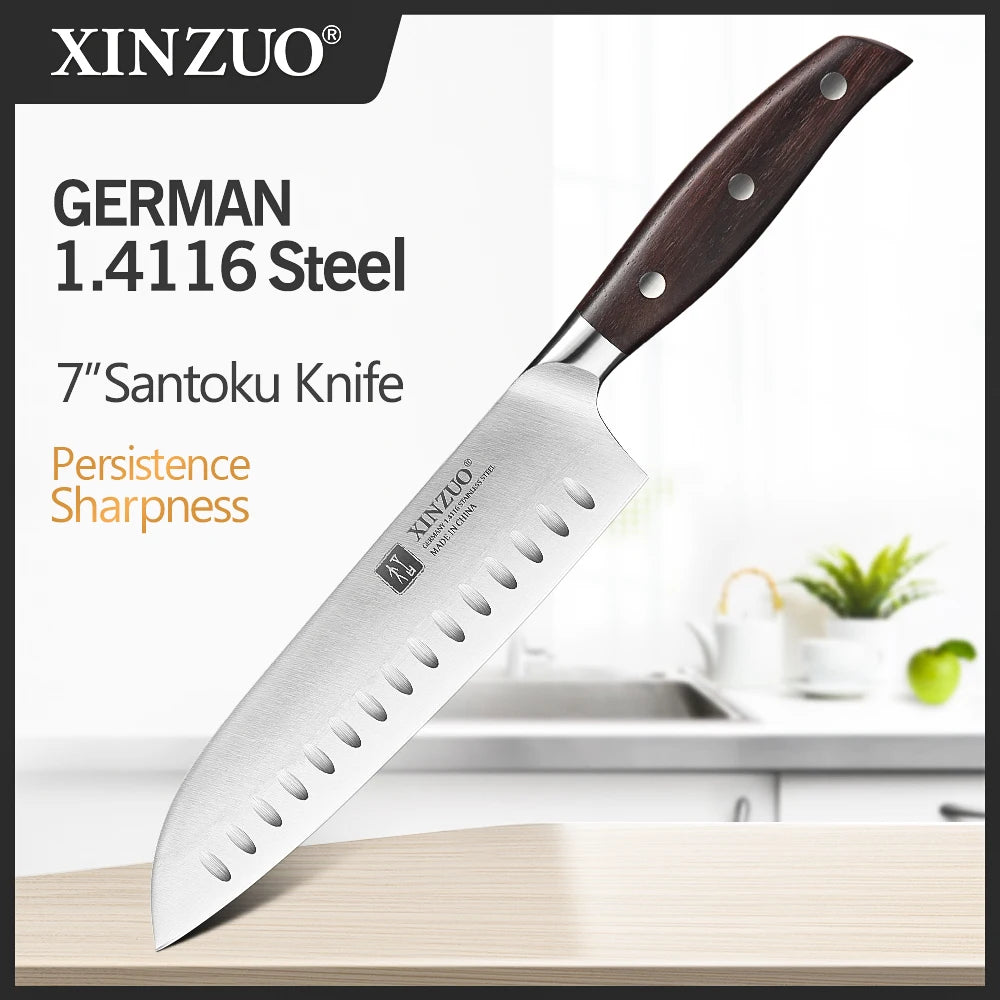 XINZUO 1PC/5PCS High Quality 3.5+5+8+8+8" Paring Utility Cleaver Chef Knife Germany 1.4116 Stainless Steel Kitchen Knife Sets