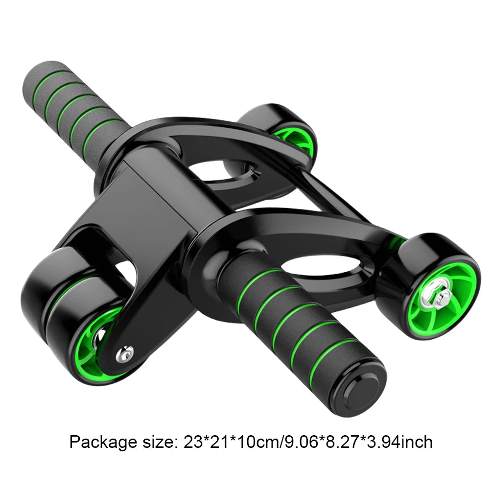 Ab Roller Wheel Abdominal Exercise Roller 4-Wheeled Ab Exercise Machine Foldable Core Strengthening Trainer for Adults