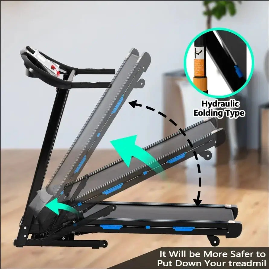 STLF Ready Ship Foldable Electric Treadmill for Home Fitness 15% Incline LCD Screen 150kg Max User Weight Folding Running Machin