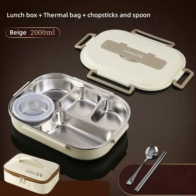 304 Stainless Steel Compartment Insulated Lunch Box Office Worker Students Sealed Portable Bento Microwae Heating Food Container