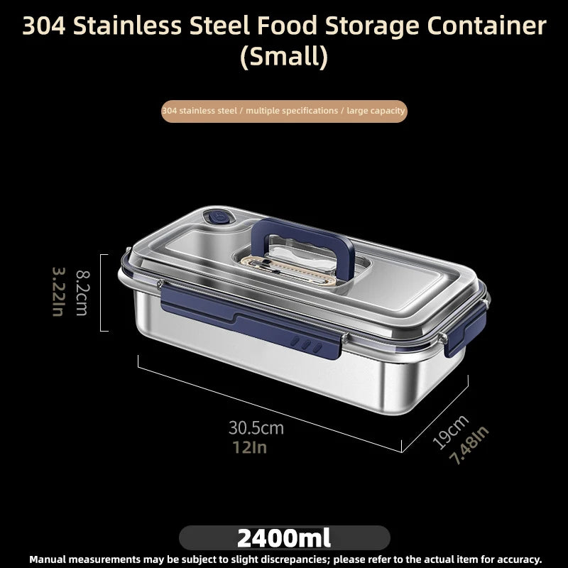 2.4/3.8/5.6L Kitchen Food Organizers with Lids 304 Stainless Steel Storage Box Large Capacity Leakproof Kitchens Accessories