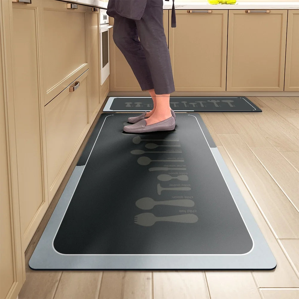 Kitchen Floor Mats Soft Waterproof Non-slip Bathroom Entrance Foot Mats Household Long Strip Carpet Water-absorbent Floor Mats