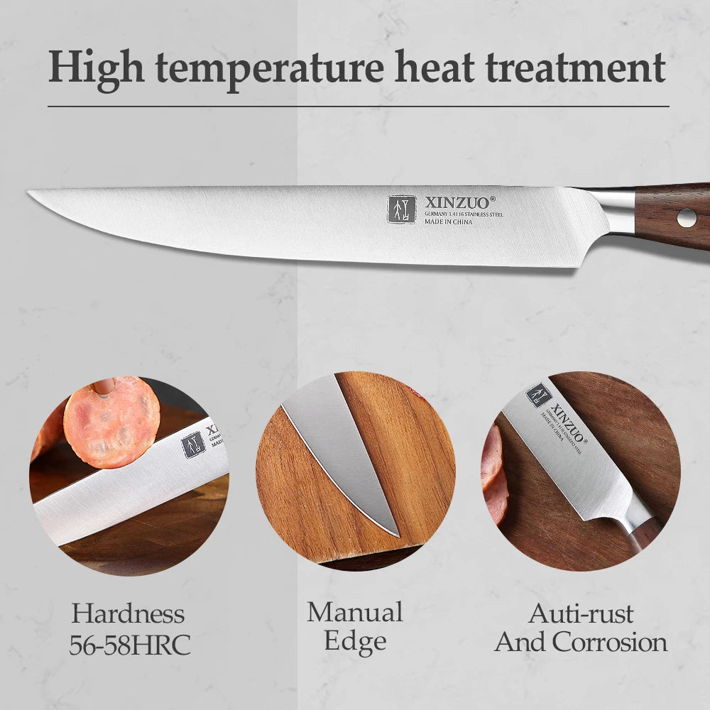 XINZUO 1PC/5PCS High Quality 3.5+5+8+8+8"  Paring Utility Cleaver Chef Knife Germany 1.4116 Stainless Steel Kitchen Knife Sets