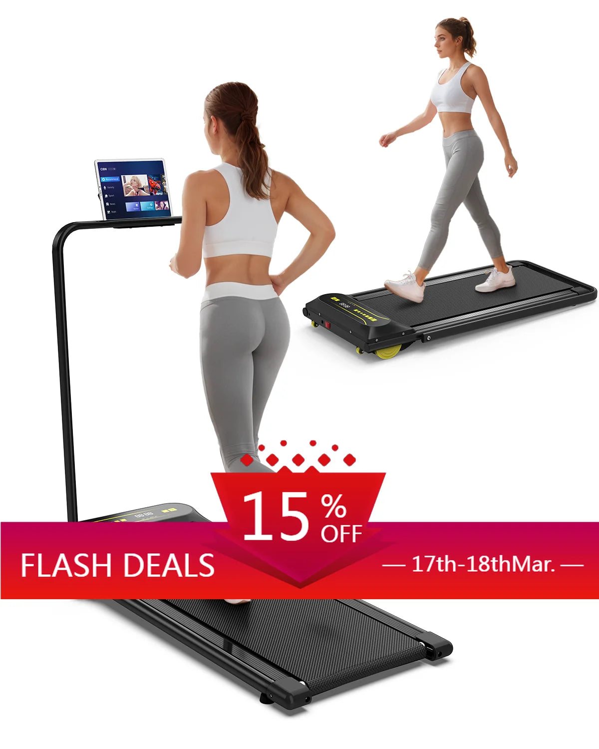 STLF Home Use Office Use Under Desk Electric Walking Pad With LCD Screen Steel Material Heart Rate Function Treadmill