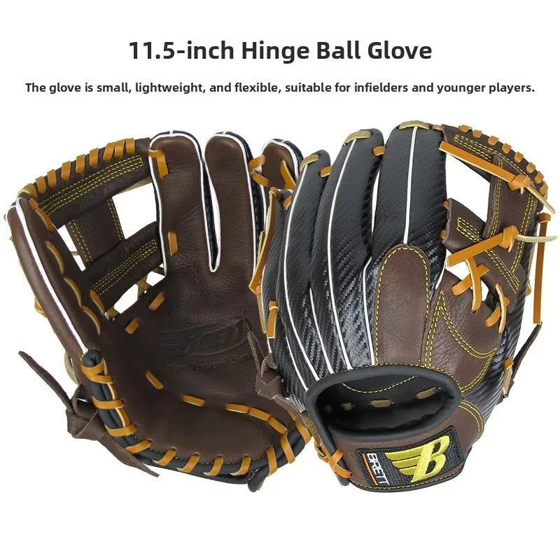 BRETT Leather Baseball Glove for Youth Beginner Advanced Level Ball ching Flower Falling Sports Fitn Fans Supplies