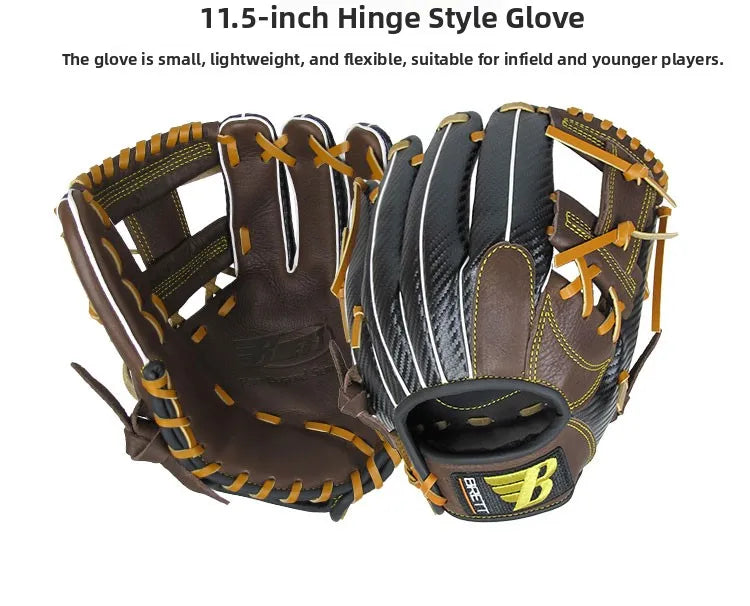 BRETT Leather Baseball Glove for Youth Beginner Advanced Level Ball ching Flower Falling Sports Fitn Fans Supplies