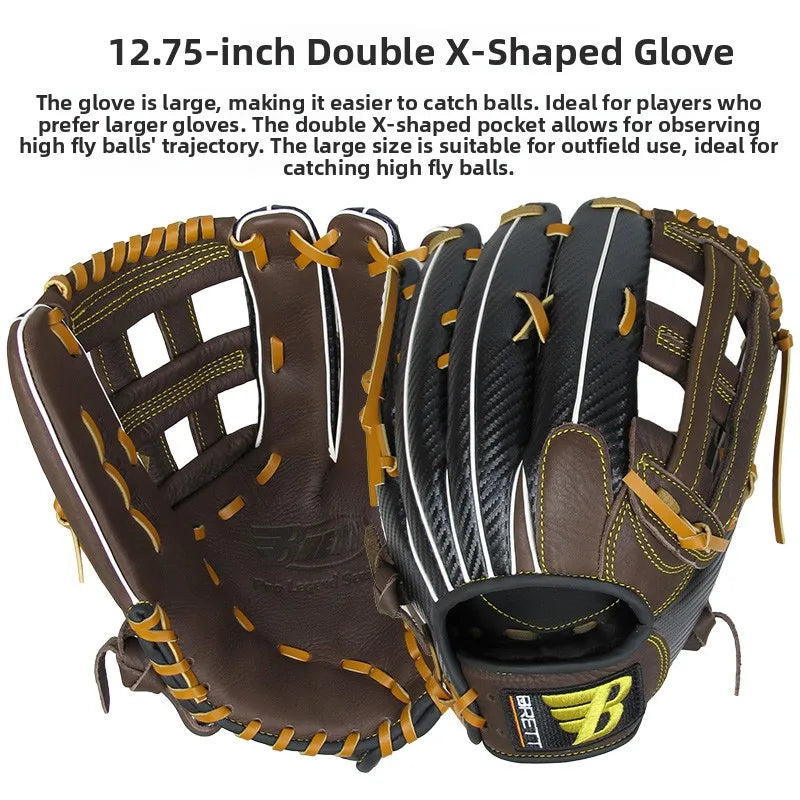 BRETT Leather Baseball Glove for Youth Beginner Advanced Level Ball ching Flower Falling Sports Fitn Fans Supplies