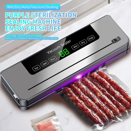 Electric Vacuum Sealer Machine Dry/Wet Food Packaging Vacuum Sealing Bags Food Storage Vacuum Packaging Machine for Kitchen