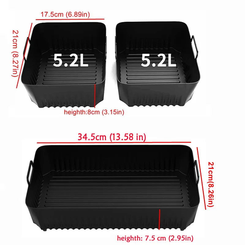 Hot Rectangle Air Fryer Silicone Liners for Ninja DZ071/AF500UK Air Fryer Basket Replacement Dishwasher Safe Air Fryer Liners