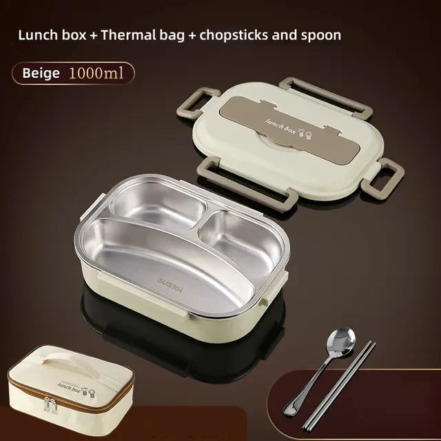 304 Stainless Steel Compartment Insulated Lunch Box Office Worker Students Sealed Portable Bento Microwae Heating Food Container