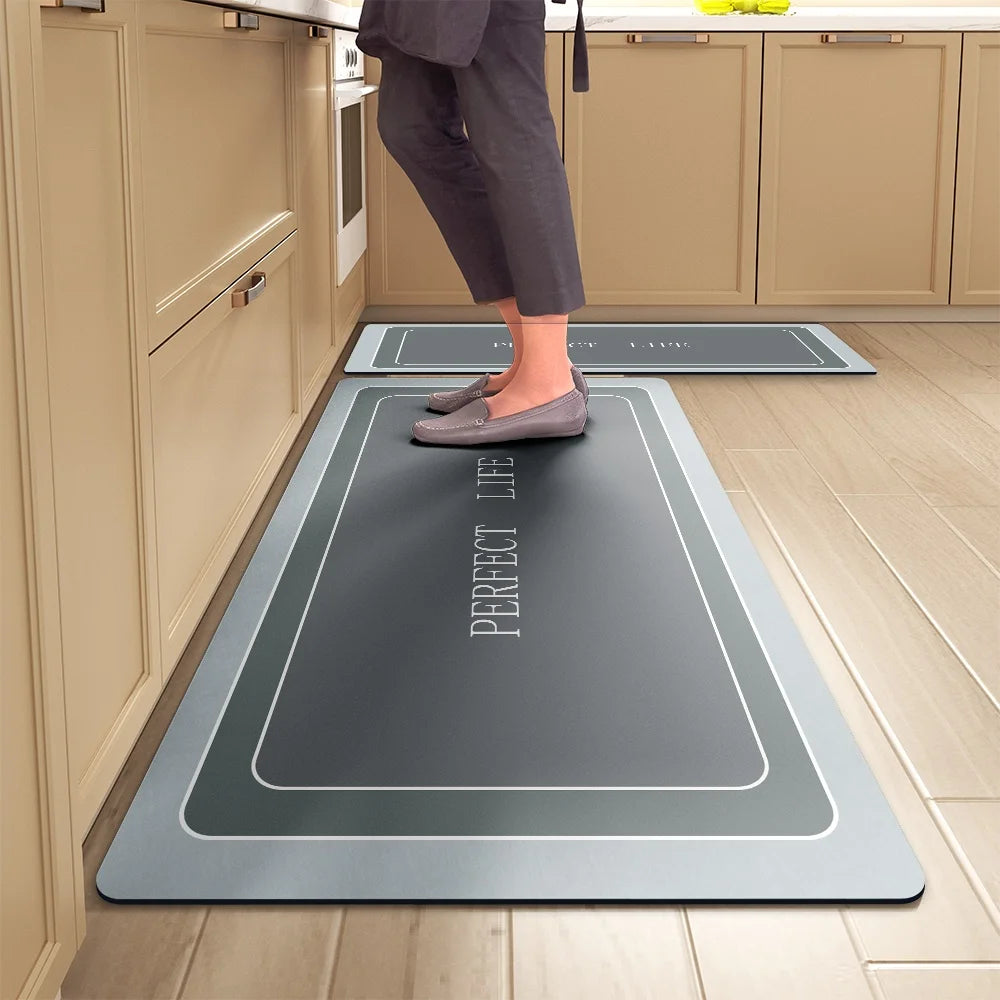 Kitchen Floor Mats Soft Waterproof Non-slip  Bathroom Entrance Foot Mats Household Long Strip Carpet Water-absorbent Floor Mats