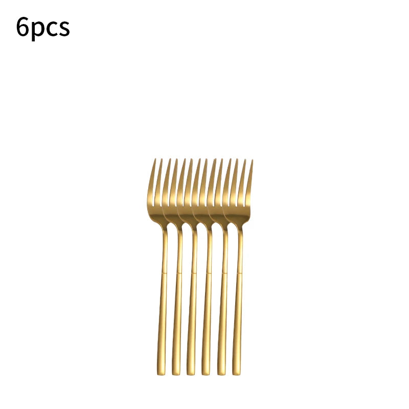 6/30pcs Stainless steel cutlery set, high-end steak knife, fork, dessert spoon, suitable for restaurant banquets parties