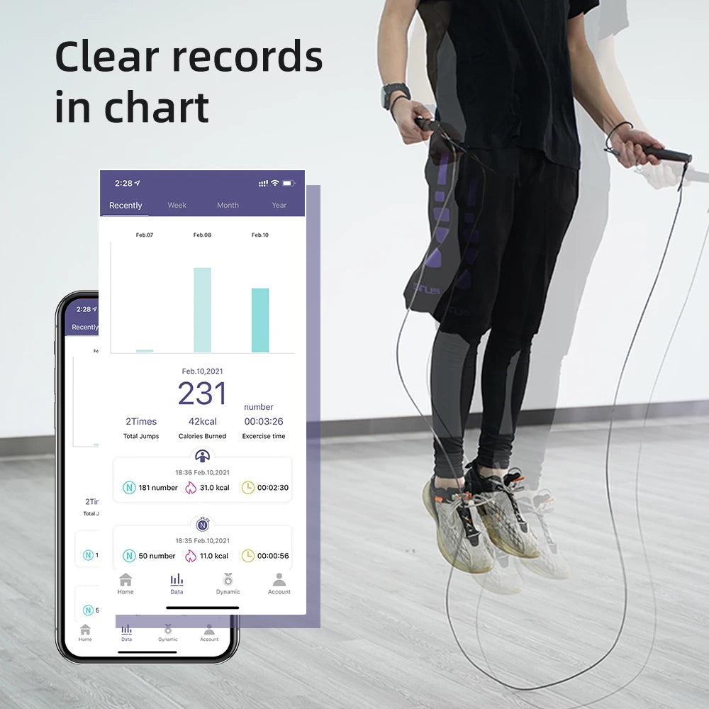 Smart Skipping Rope for Fitness, Jump Ropes  with Counter  for Women Men Adult Kids, APP Data Analysis