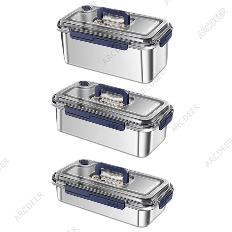 2.4/3.8/5.6L Kitchen Food Organizers with Lids 304 Stainless Steel Storage Box Large Capacity Leakproof Kitchens Accessories
