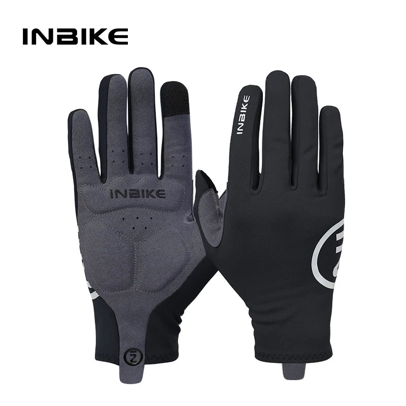 INBIKE Thermal Fleece Cycling Gloves Full Finger Winter Bike Gloves Touchscreen Anti-Shock Road Mountain Bicycle Gear for Men