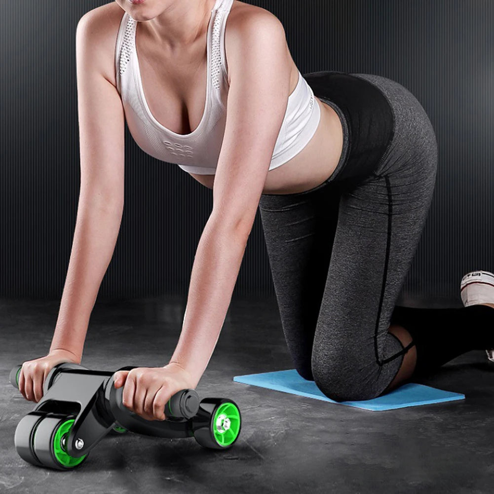 Ab Roller Wheel Abdominal Exercise Roller 4-Wheeled Ab Exercise Machine Foldable Core Strengthening Trainer for Adults