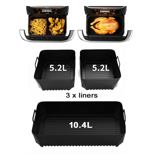 Hot Rectangle Air Fryer Silicone Liners for Ninja DZ071/AF500UK Air Fryer Basket Replacement Dishwasher Safe Air Fryer Liners