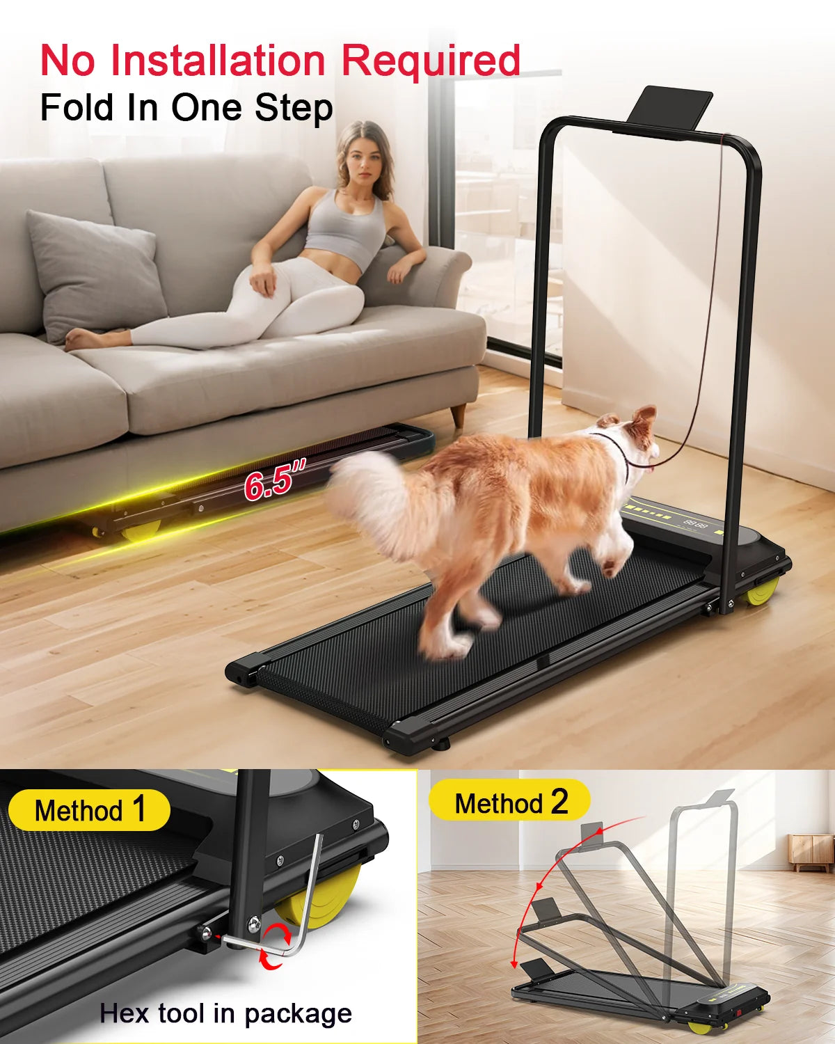 STLF Home Use Office Use Under Desk Electric Walking Pad With LCD Screen Steel Material Heart Rate Function Treadmill
