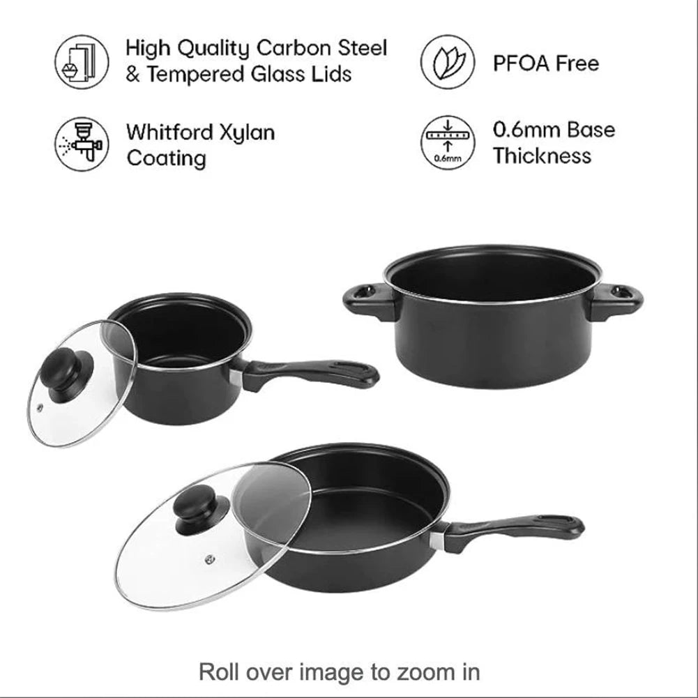 12-Piece Non-Stick Cookware Set Cooking Pot with Lid Deep Frying Pan Milk Pot Maifan Stone Frying Pan for All Types of Cooker
