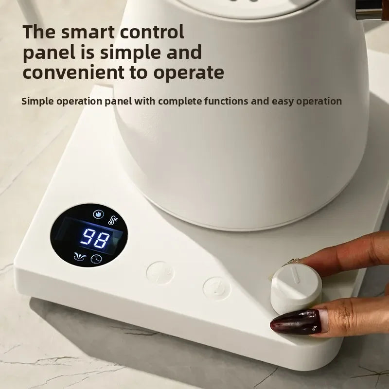 1000W Electric Gooseneck Kettle 1000ml 304 Stainless Steel Coffee Pot Intelligent Temperature LED Display for Coffee Tea