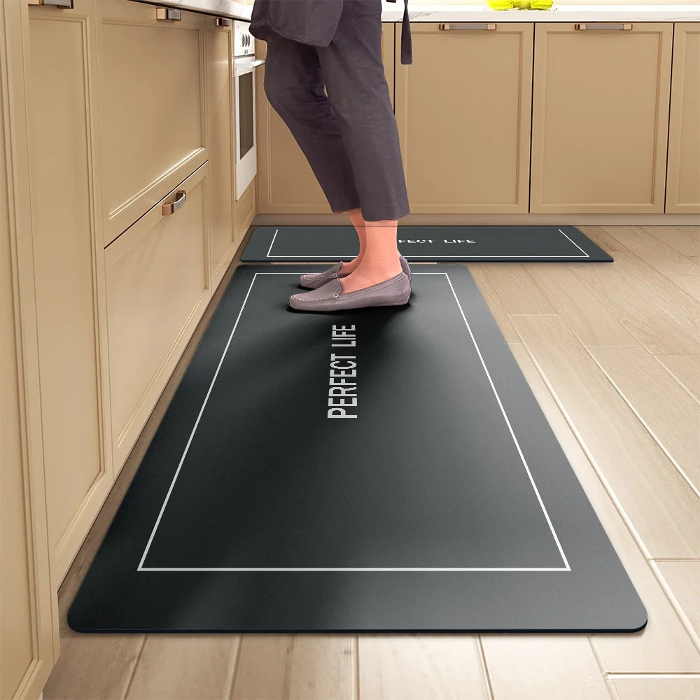 Kitchen Floor Mats Soft Waterproof Non-slip  Bathroom Entrance Foot Mats Household Long Strip Carpet Water-absorbent Floor Mats