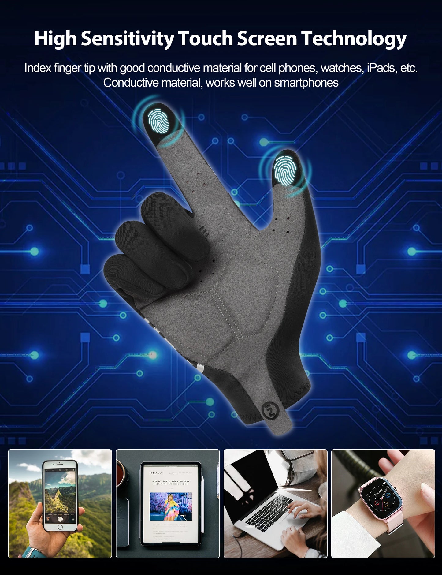 INBIKE Thermal Fleece Cycling Gloves Full Finger Winter Bike Gloves Touchscreen Anti-Shock Road Mountain Bicycle Gear for Men