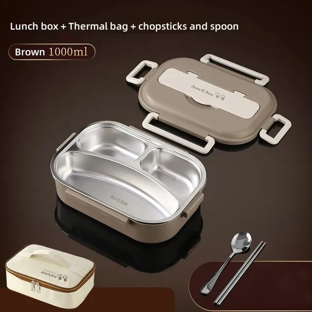 304 Stainless Steel Compartment Insulated Lunch Box Office Worker Students Sealed Portable Bento Microwae Heating Food Container