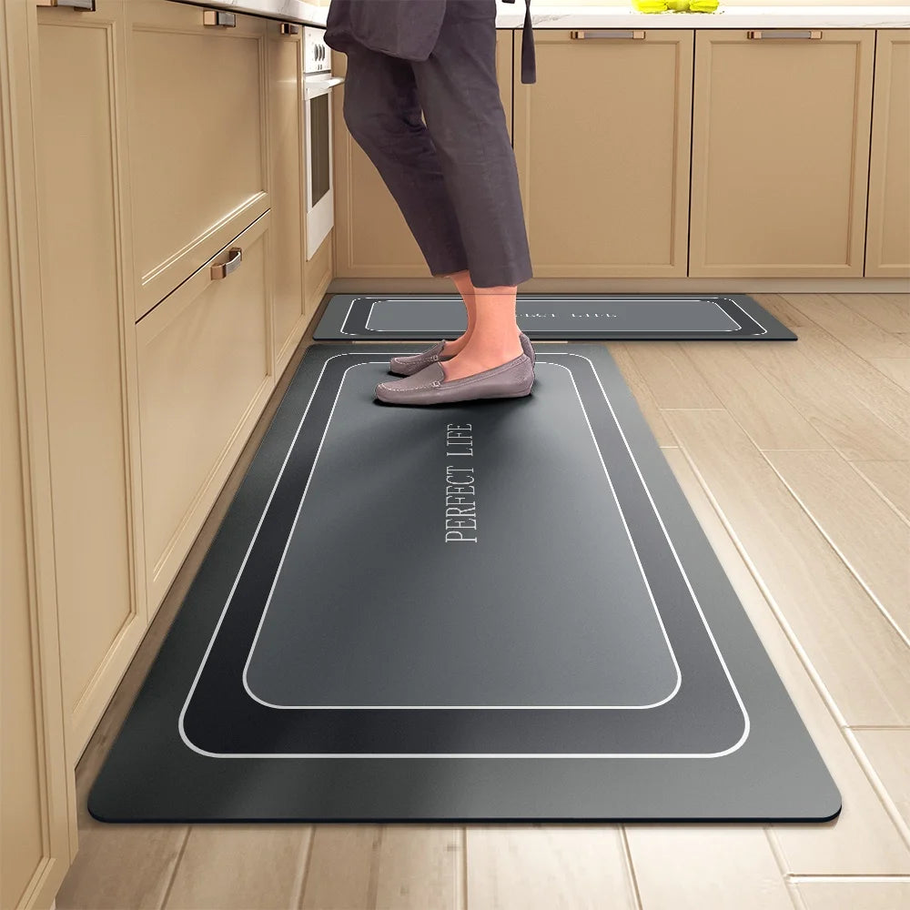 Kitchen Floor Mats Soft Waterproof Non-slip  Bathroom Entrance Foot Mats Household Long Strip Carpet Water-absorbent Floor Mats