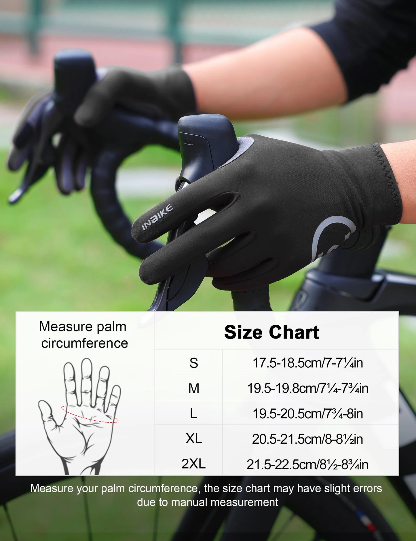 INBIKE Thermal Fleece Cycling Gloves Full Finger Winter Bike Gloves Touchscreen Anti-Shock Road Mountain Bicycle Gear for Men