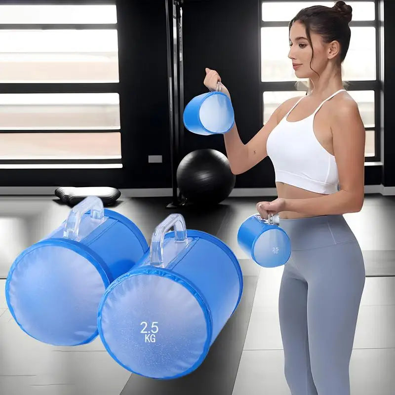 Water Dumbbell 2X Water-Filled Weightlifting Bag 5KG Portable Adjustable Muscle Trainer Core Training Dumbbells For Women Men
