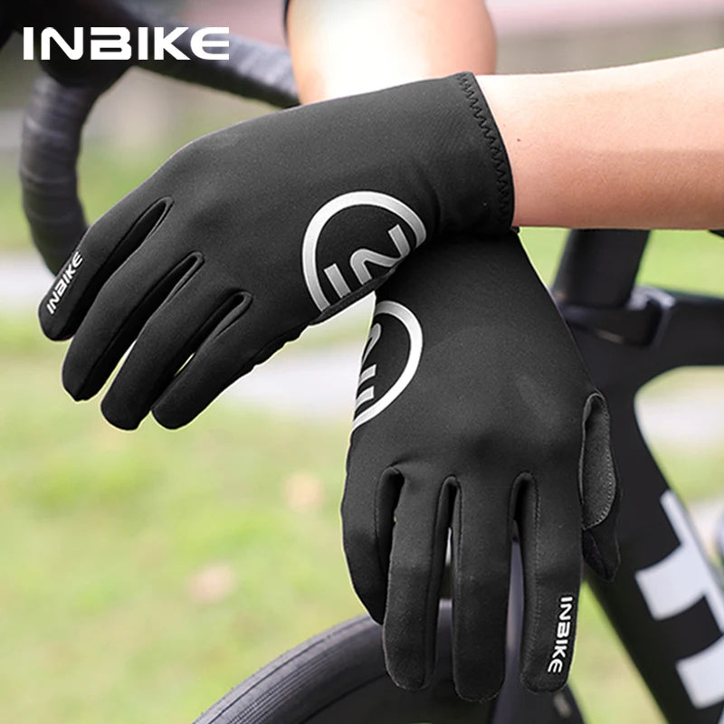 INBIKE Thermal Fleece Cycling Gloves Full Finger Winter Bike Gloves Touchscreen Anti-Shock Road Mountain Bicycle Gear for Men