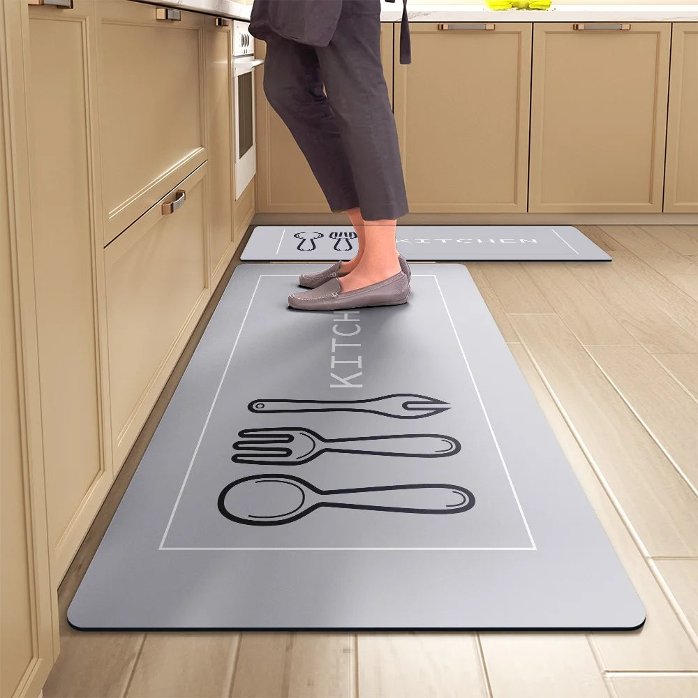 Kitchen Floor Mats Soft Waterproof Non-slip  Bathroom Entrance Foot Mats Household Long Strip Carpet Water-absorbent Floor Mats