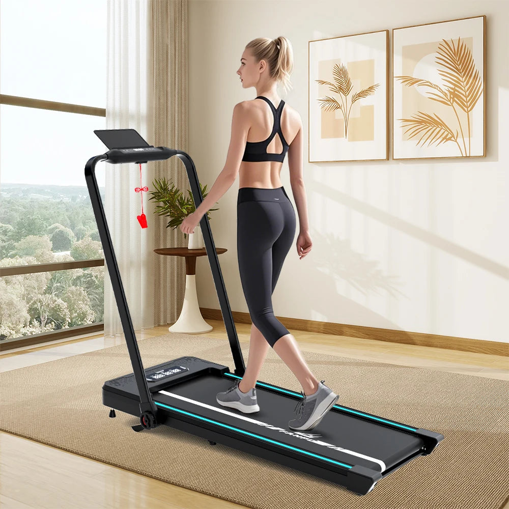 Support Customized 1-12KM/h Electric Treadmill, Foldable Armrests, Bluetooth Multi-function Walking Pad Treadmill for Home Gym