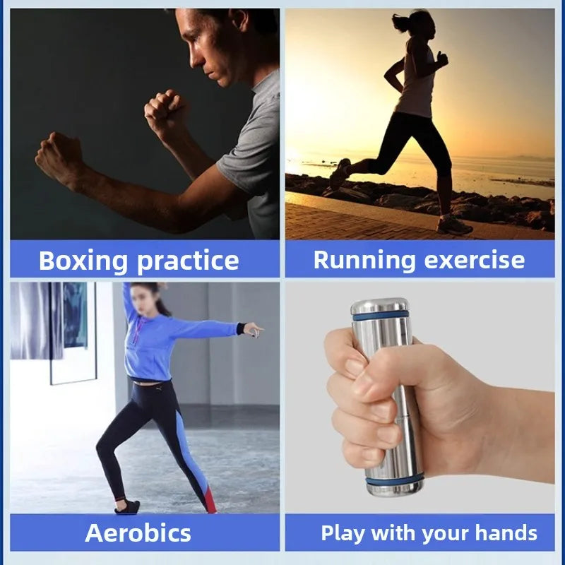 304 Stainless Steel Boxing Dumbbells with Adjustable Silicone Protective Straps Air Strike Training Weight Dumbbells