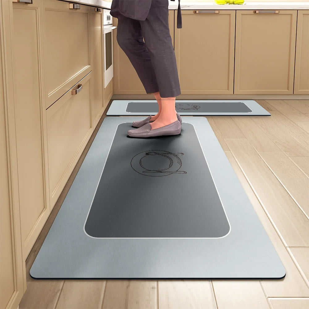 Kitchen Floor Mats Soft Waterproof Non-slip  Bathroom Entrance Foot Mats Household Long Strip Carpet Water-absorbent Floor Mats