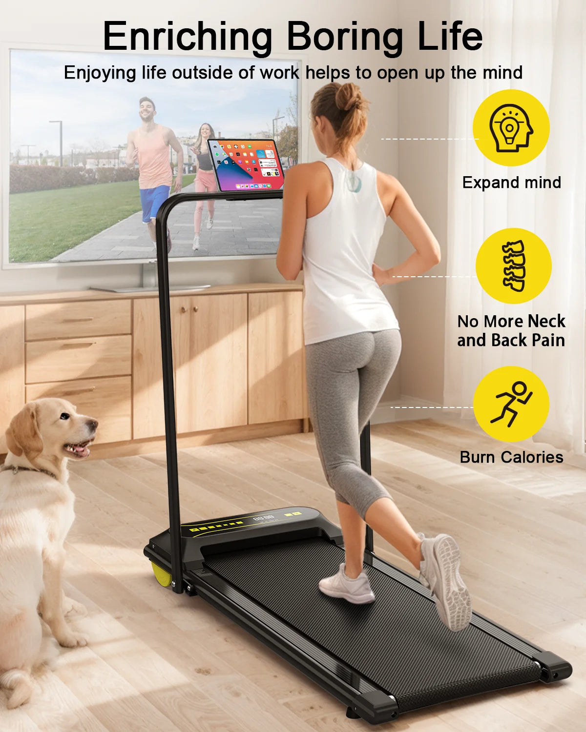 STLF Home Use Office Use Under Desk Electric Walking Pad With LCD Screen Steel Material Heart Rate Function Treadmill
