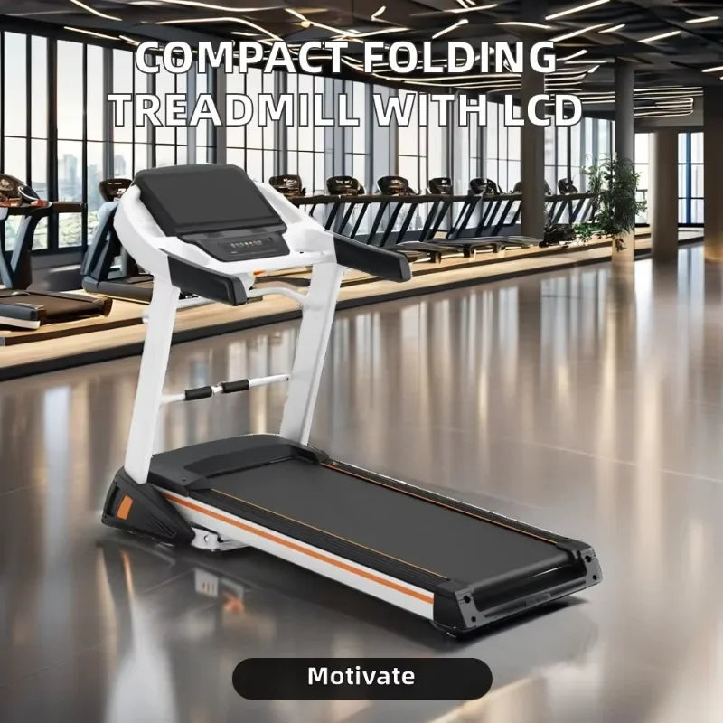 Treadmill with LCD Screen Foldable Calories Function, Leg Training, Aerobics, Home Gym Dual Purpose Electric Fitness Equipment