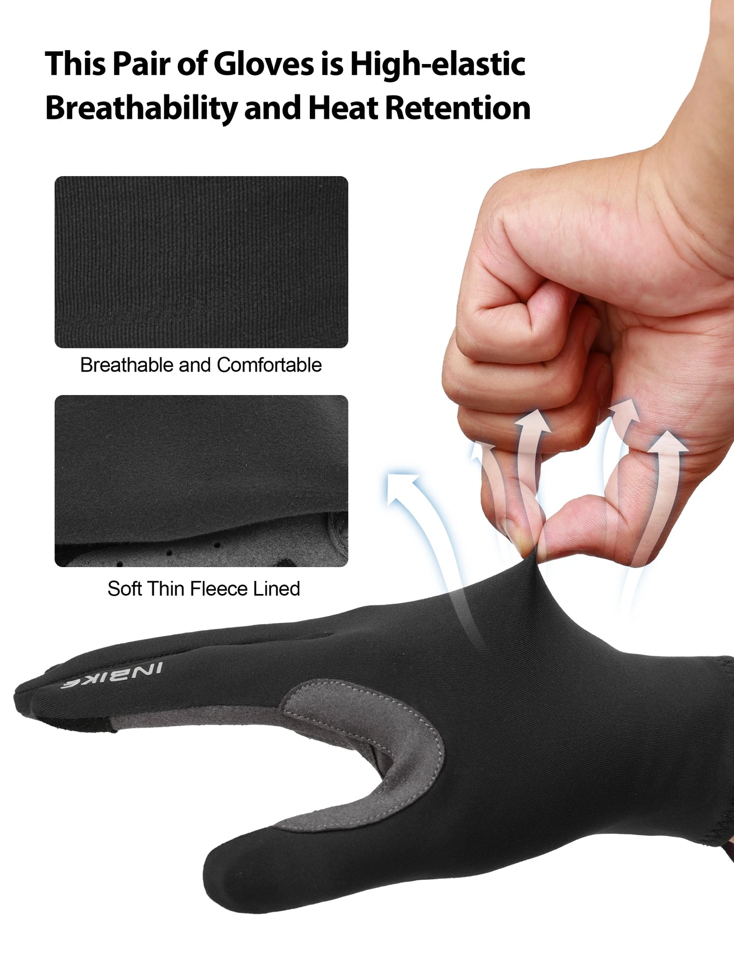 INBIKE Thermal Fleece Cycling Gloves Full Finger Winter Bike Gloves Touchscreen Anti-Shock Road Mountain Bicycle Gear for Men