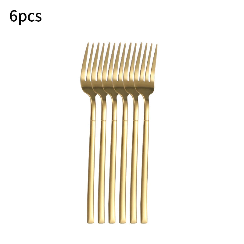 6/30pcs Stainless steel cutlery set, high-end steak knife, fork, dessert spoon, suitable for restaurant banquets parties