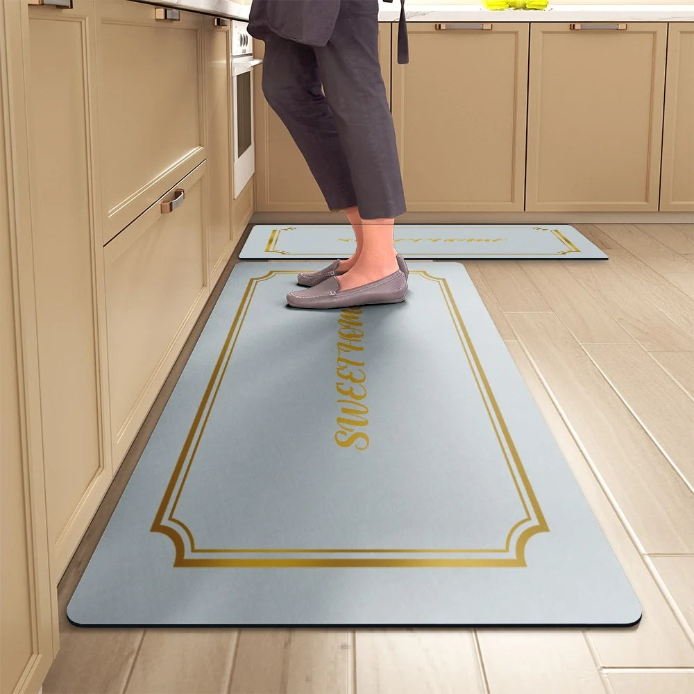 Kitchen Floor Mats Soft Waterproof Non-slip  Bathroom Entrance Foot Mats Household Long Strip Carpet Water-absorbent Floor Mats
