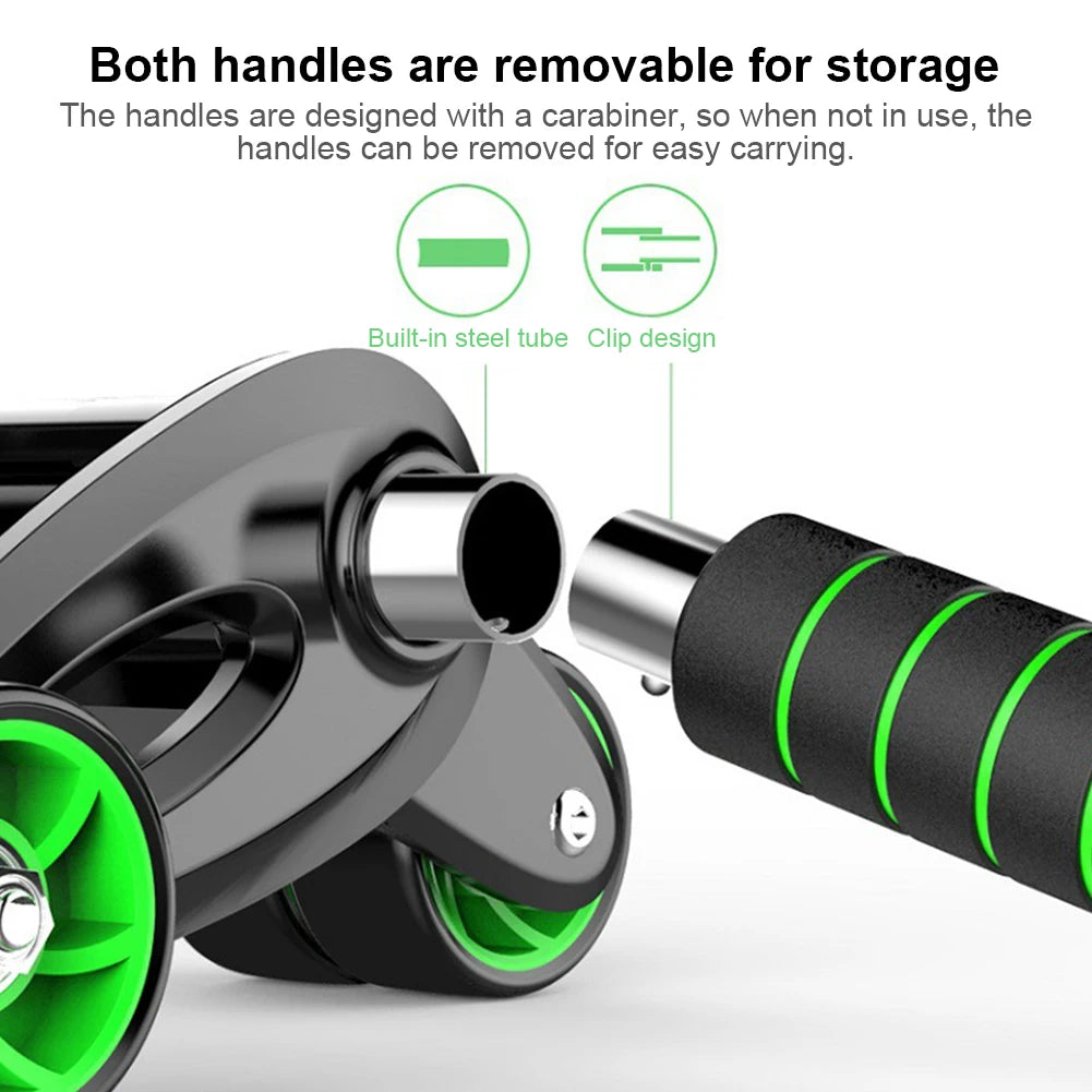 Ab Roller Wheel Abdominal Exercise Roller 4-Wheeled Ab Exercise Machine Foldable Core Strengthening Trainer for Adults