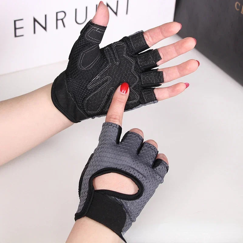 Gym Gloves Women Men Weightlifting Fitness Gloves Fingerless Breathable Non-slip Gel Pad Bodybuilding Training Dumbbells Gloves