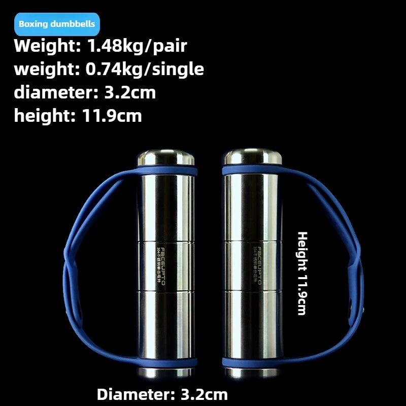 304 Stainless Steel Boxing Dumbbells with Adjustable Silicone Protective Straps Air Strike Training Weight Dumbbells