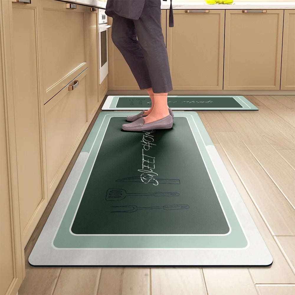 Kitchen Floor Mats Soft Waterproof Non-slip  Bathroom Entrance Foot Mats Household Long Strip Carpet Water-absorbent Floor Mats
