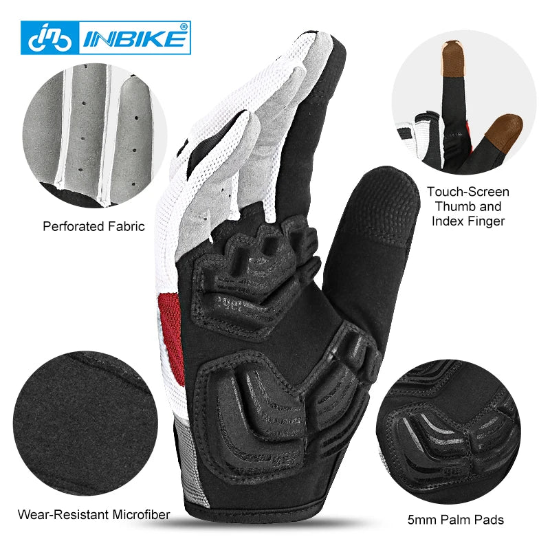 INBIKE Cycling Gloves Full Finger Bicycle Sports Gloves for Men Women Gloves MTB Touch Screen Fitness Climbing Bike Accessories